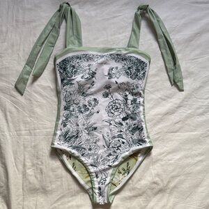 Floral Print swimsuit with Tie Straps